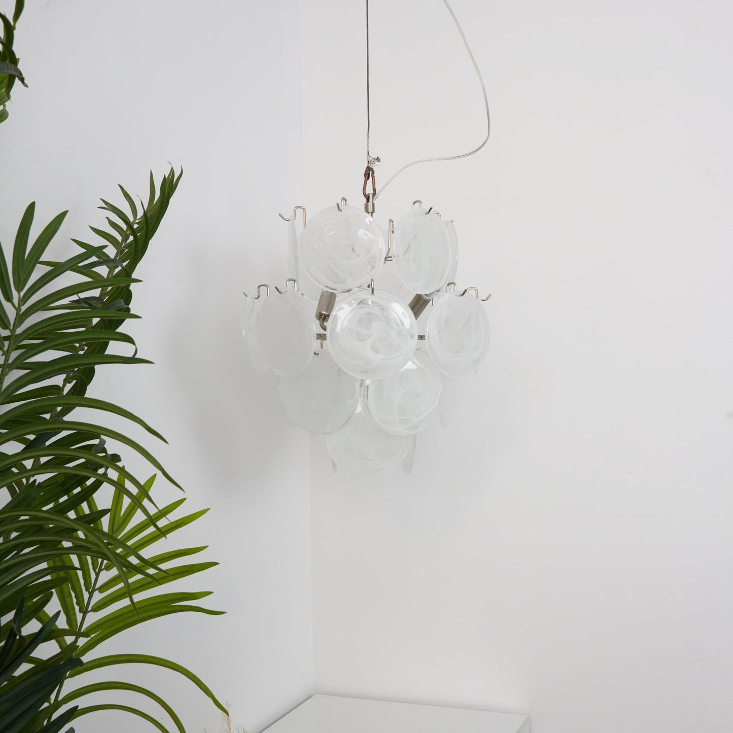 Aqua White Glass Chandelier