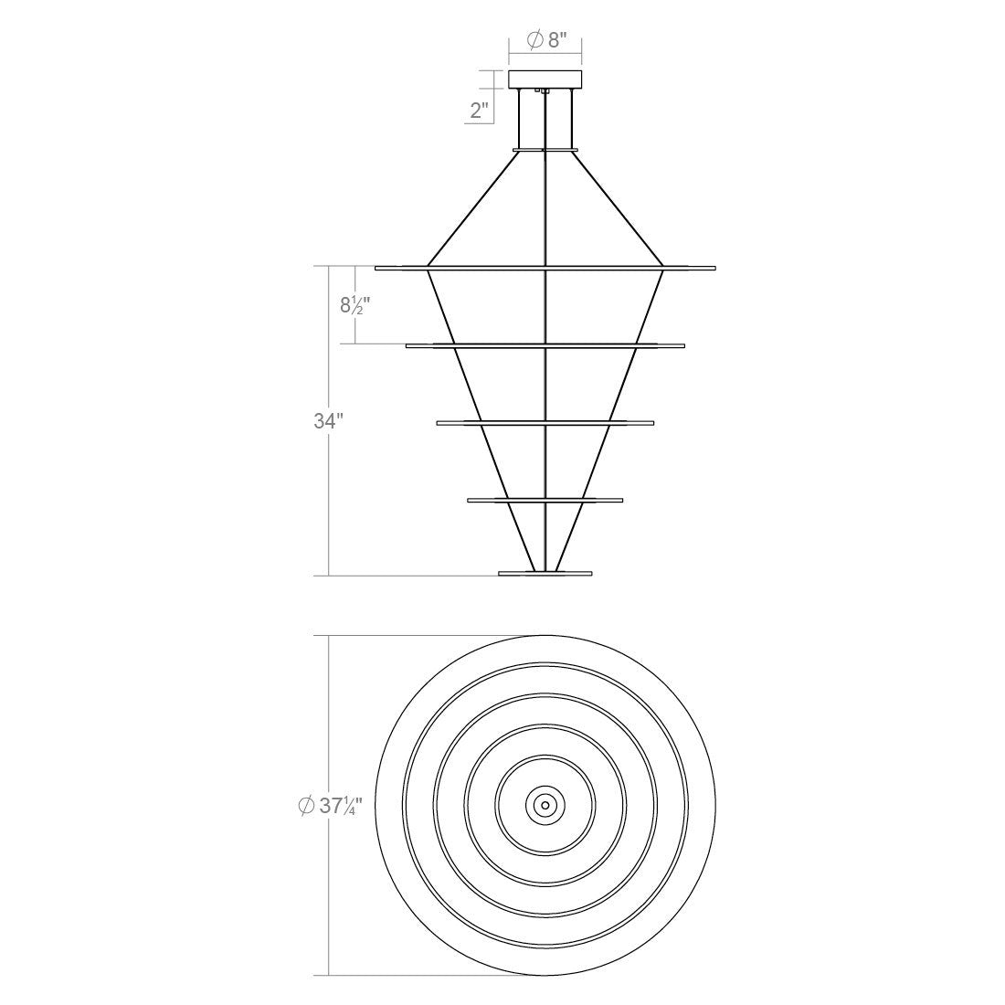 Arctic Rings 5 - Light LED Chandelier