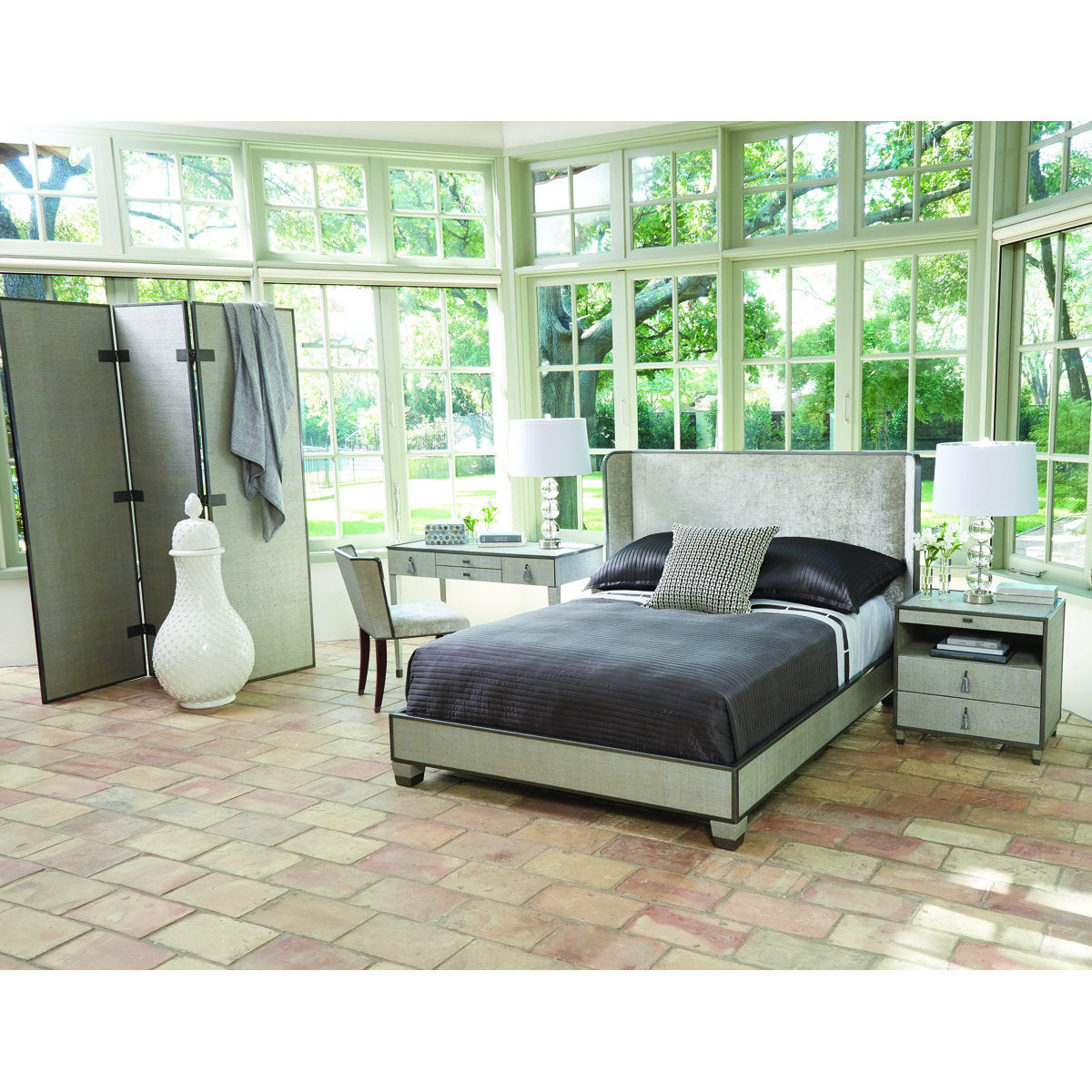 Argento Upholstered Wingback Bed