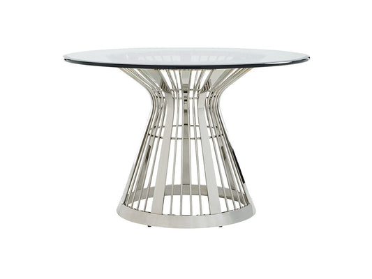 Ariana Riviera Stainless Dining Table with Glass Top