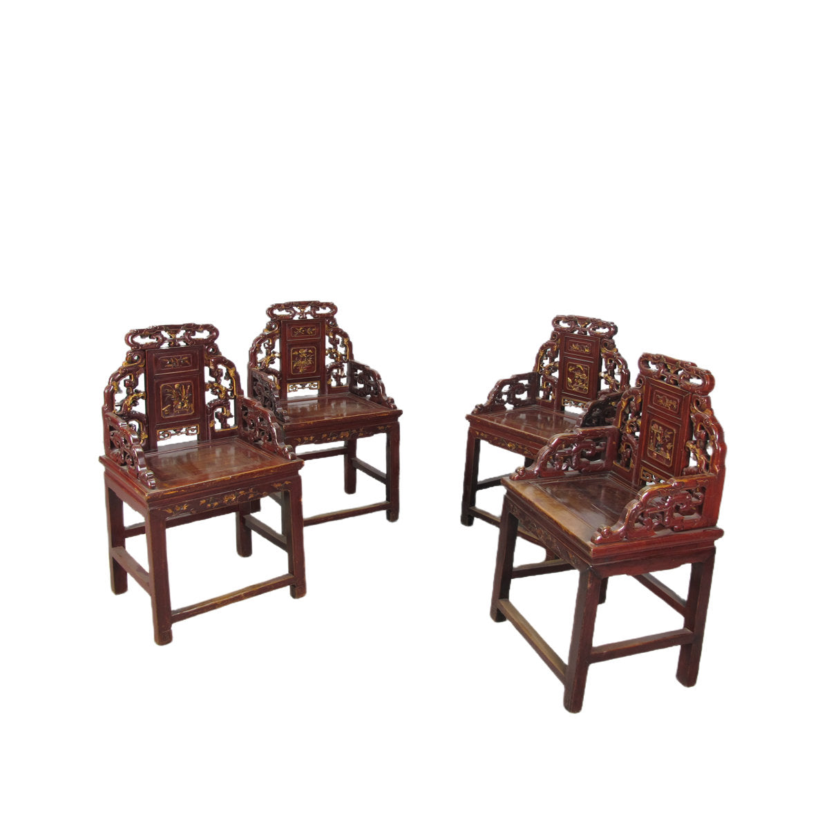 Asian Classic Solid Wood Arm Chair (Set of 4)