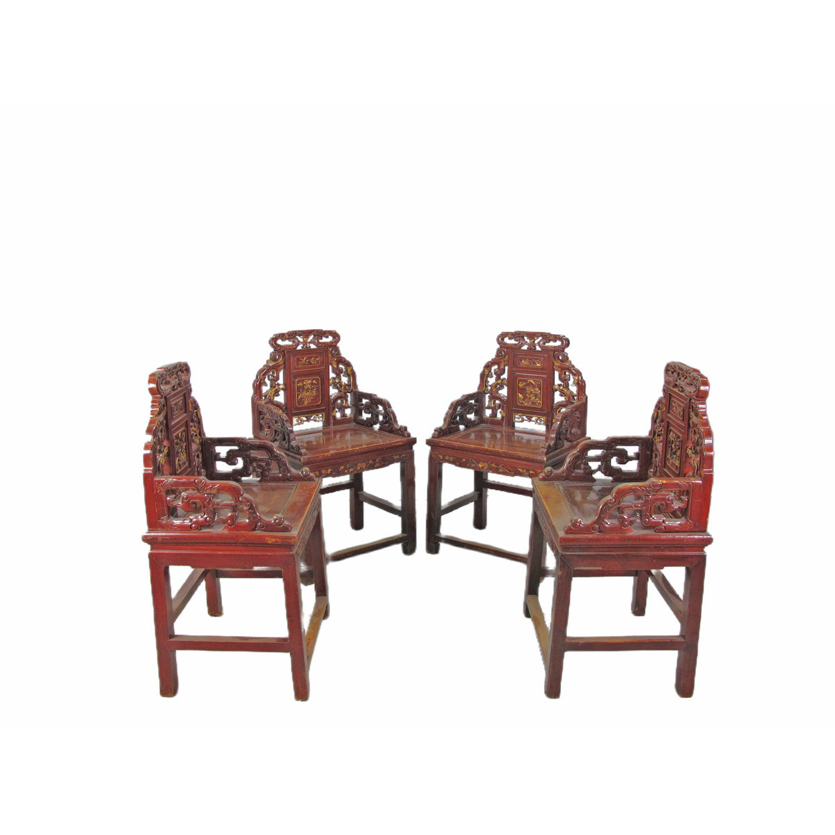 Asian Classic Solid Wood Arm Chair (Set of 4)