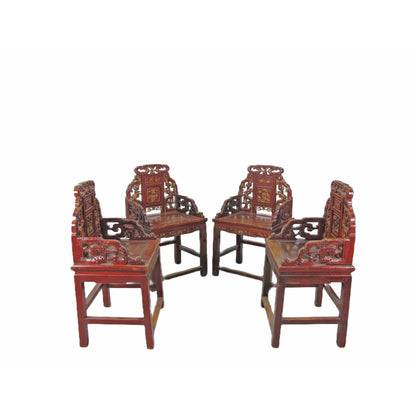 Asian Classic Solid Wood Arm Chair (Set of 4)