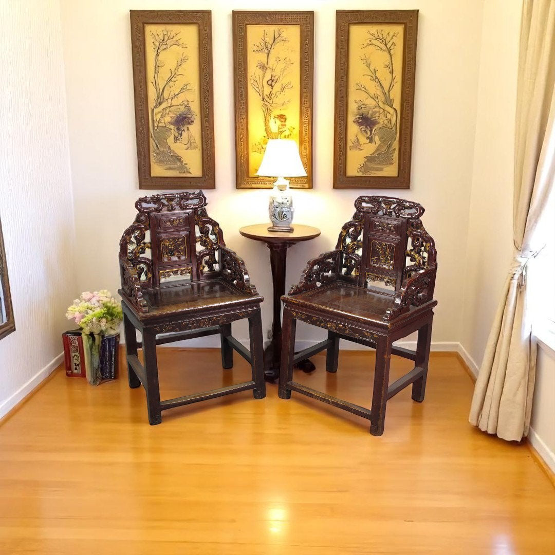 Asian Classic Solid Wood Arm Chair (Set of 2)
