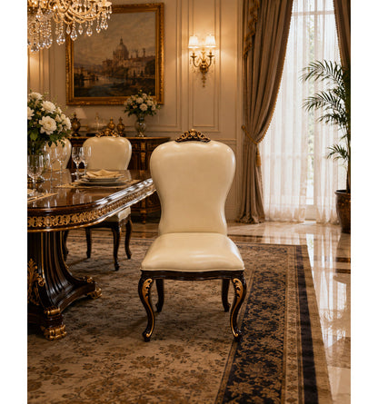 Athena Leather King Louis Back Side Chair in Ivory
