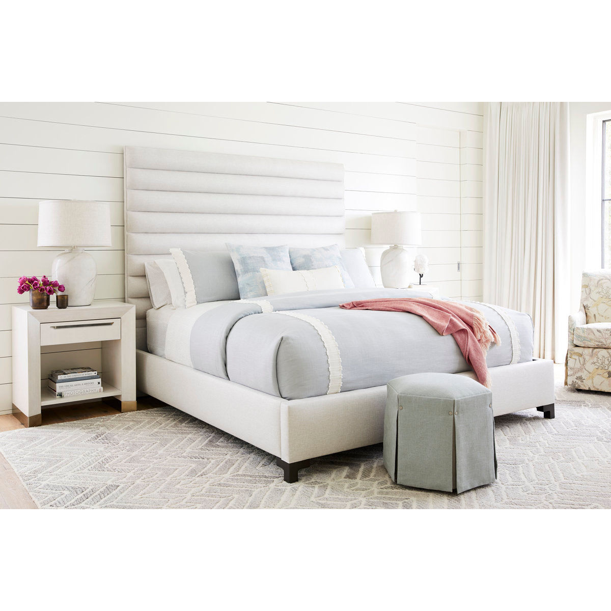 Aubree Hexagon Waterfall Skirt Ottoman