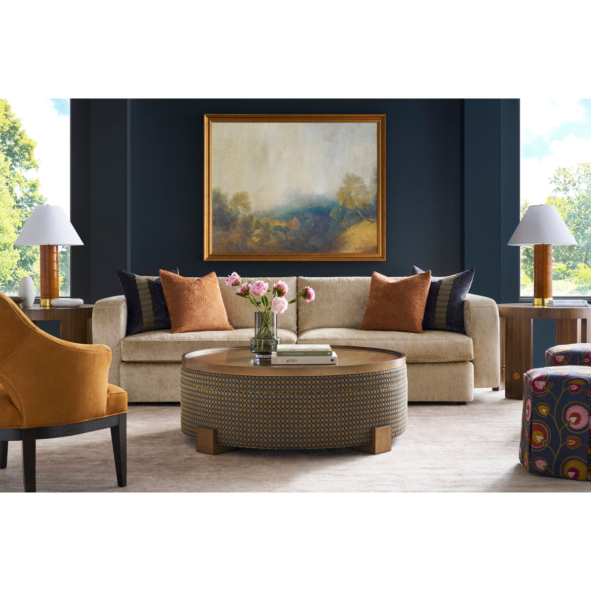 Aubree Hexagon Waterfall Skirt Ottoman