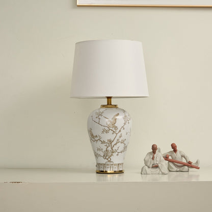 Avian Floral Ceramic Table Lamp