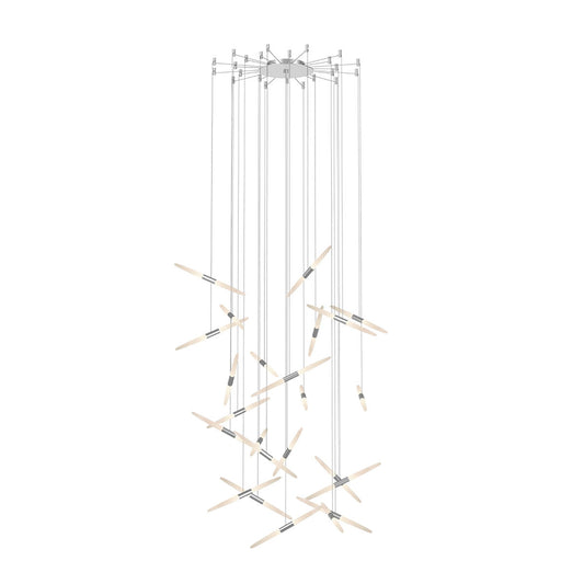 Sonneman Ballet 24 Light Led Swag Chandelier Bright Satin Aluminum 240 Cable