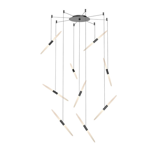Sonneman Ballet 9 Light Led Swag Chandelier Satin Black 240 Cable