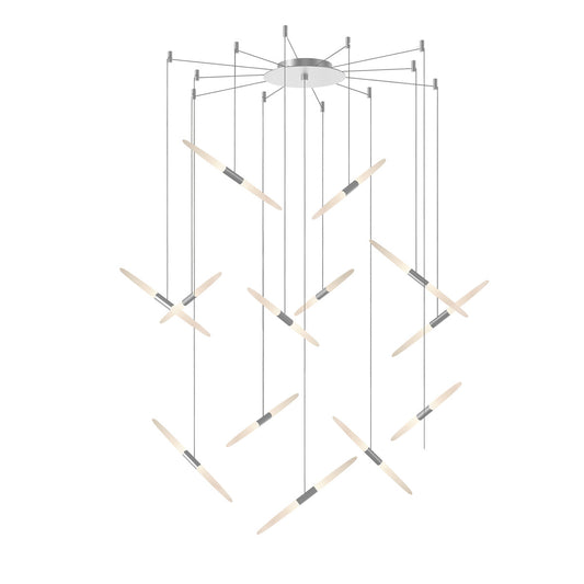 Sonneman Ballet 13 Light Led Swag Chandelier Bright Satin Aluminum 240 Cable