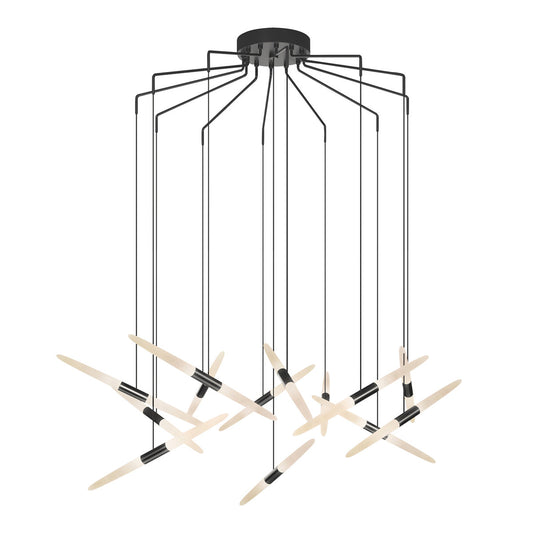 Sonneman Ballet 13 Light Led Spreader Chandelier Satin Black 240 Cable