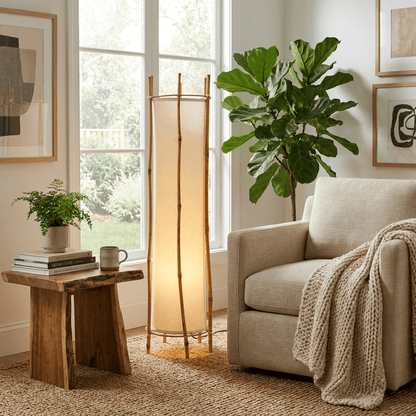 Bamboo Veil Lantern Floor Lamp