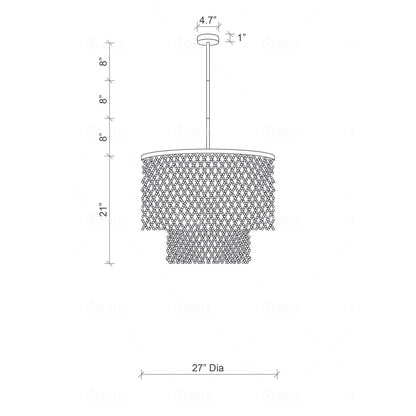 Beaded Imfibinga Bead 3-Tier Chandelier