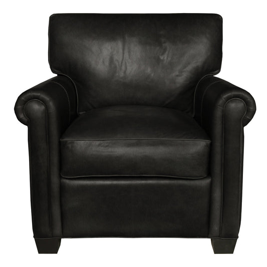 Bordeaux Leather Chair And A Half Chair with Ottoman