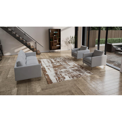Brown Modern Wool Silk Blend Rug - 7'11"x 10'