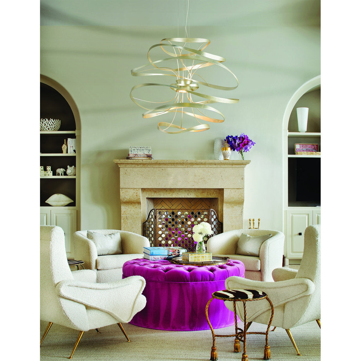 Calligraphy 2-Light Unique / Statement Geometric LED Chandelier