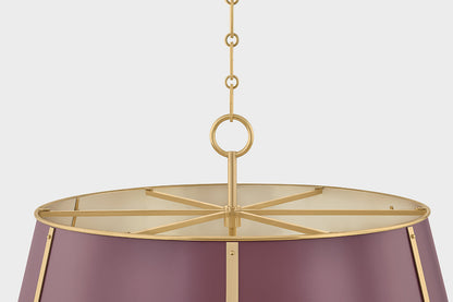 Cambridge Chandelier in Aged Brass/Soft Crimson by Mark D. Sikes