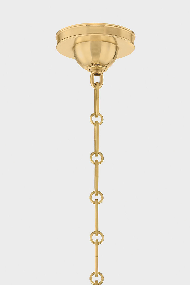 Cambridge Chandelier in Aged Brass/Soft Crimson by Mark D. Sikes