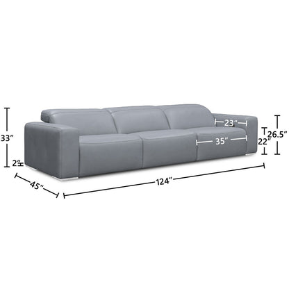 Capri 124'' Genuine Leather Square Arm Reclining Sofa