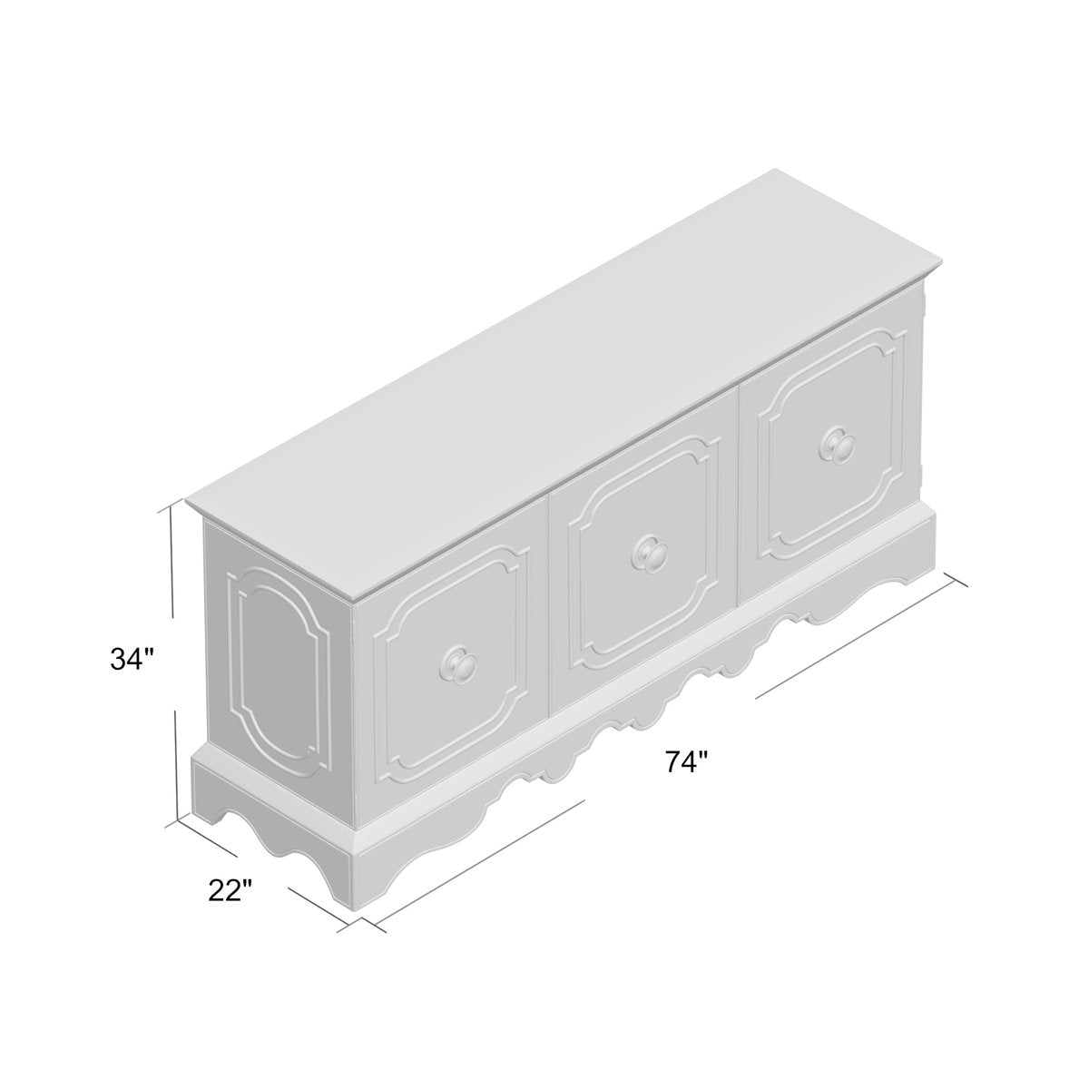 Carmichael 74'' W Solid Wood Sideboard