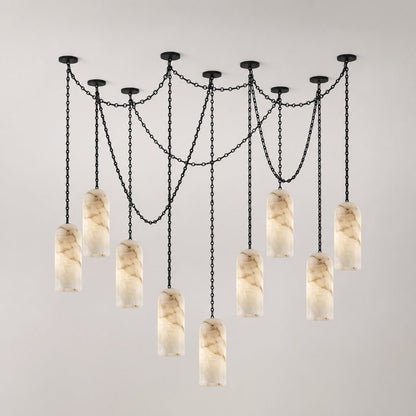 Cascading Chain Capsule Chandelier