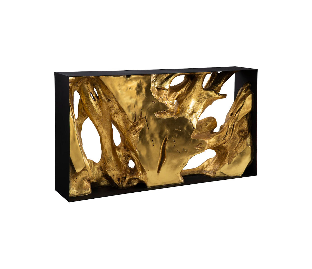 Cast Root Console Table, Iron Frame, Resin, Silver Leaf