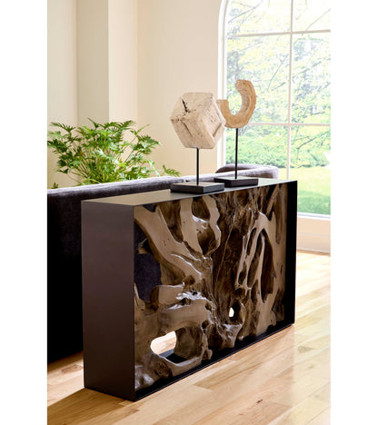 Cast Root Framed Console Table, Resin, Gray Wood Finish