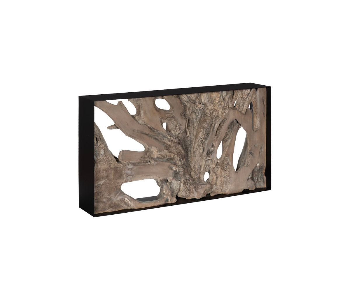 Cast Root Framed Console Table, Resin, Gray Wood Finish