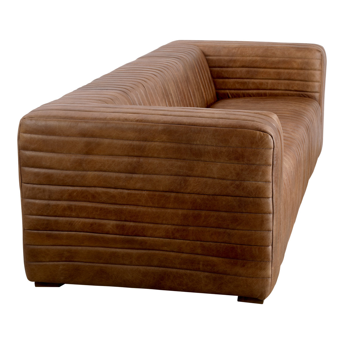 Castle 95" Genuine Leather Square Arm Chesterfield Sofa