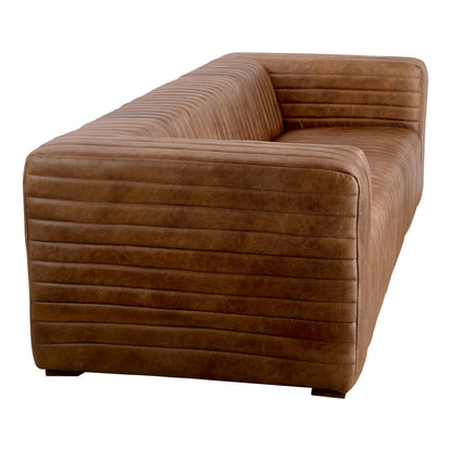Castle 95" Genuine Leather Square Arm Chesterfield Sofa