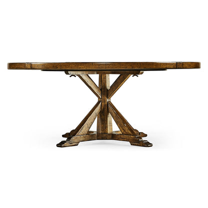 Casually Country Round Walnut Wood Dining Table