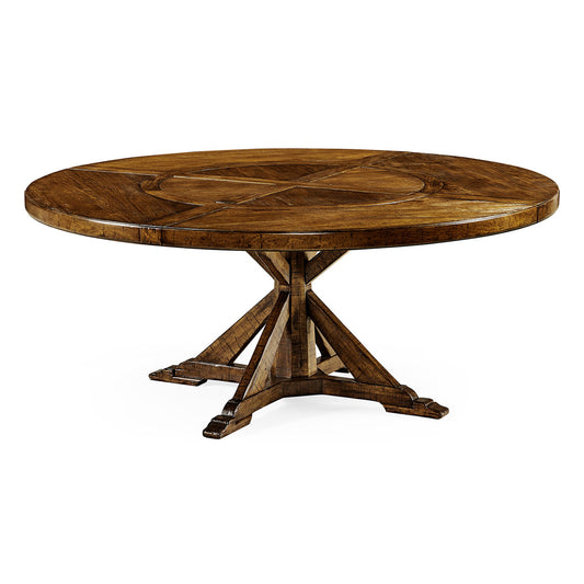 Casually Country Round Walnut Wood Dining Table