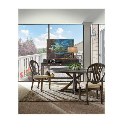 Casually Country Round Walnut Wood Dining Table