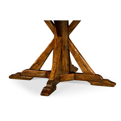 Casually Country Round Walnut Wood Dining Table