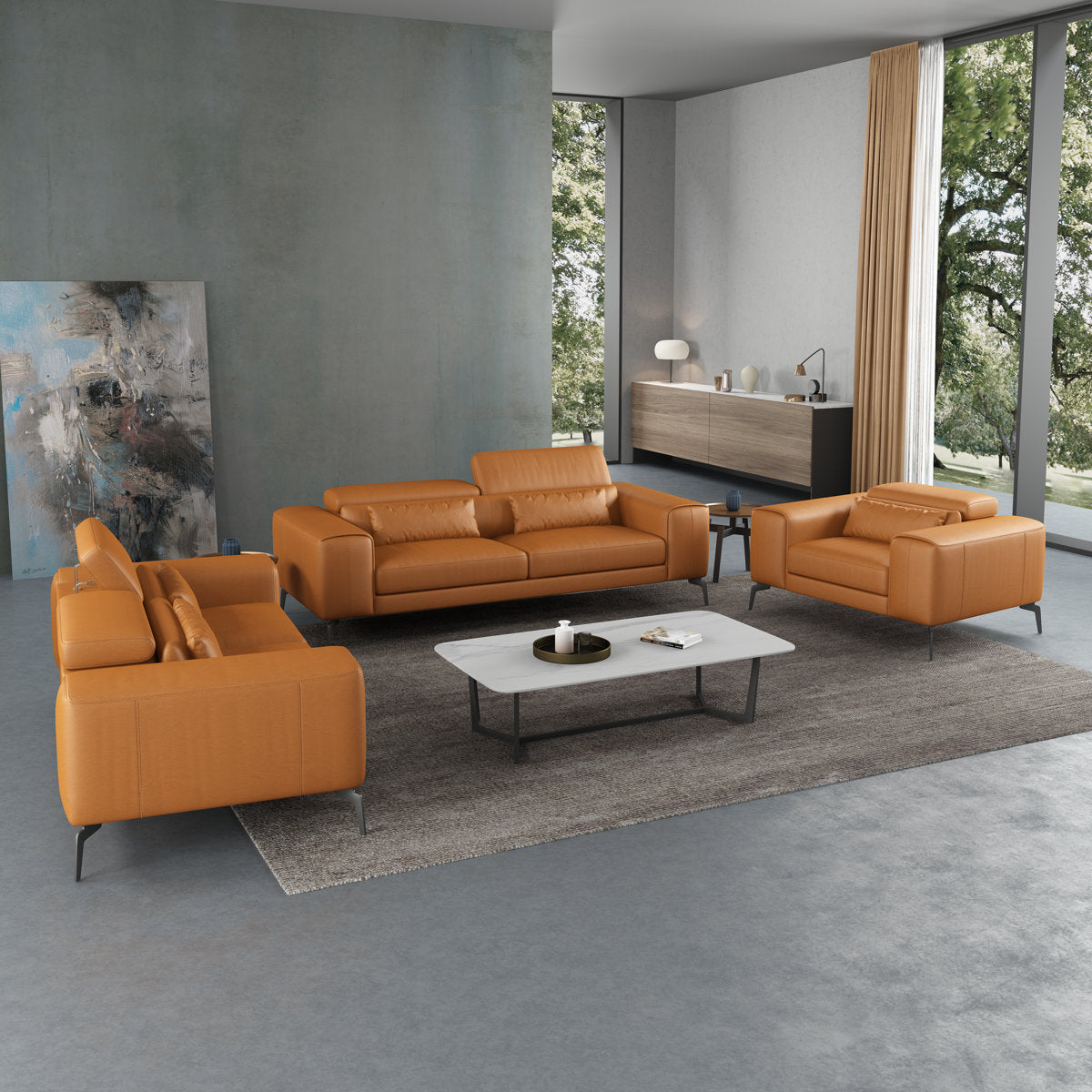 Cavour Leather Club Chair Chair with Ottoman