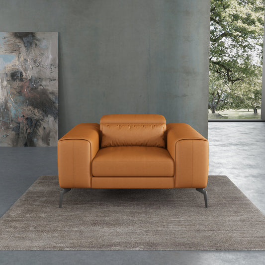 Cavour Leather Club Chair Chair with Ottoman