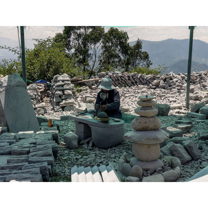 Centro Coffee Table Handcarved Volcanic Stone By Andean, One-Of-A-Kind