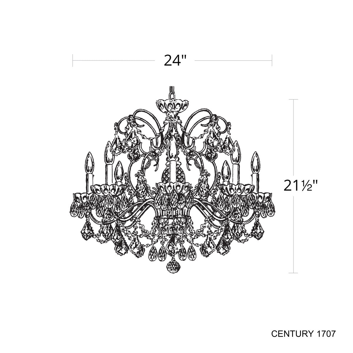 Century 8 - Light Candle Style Chandelier