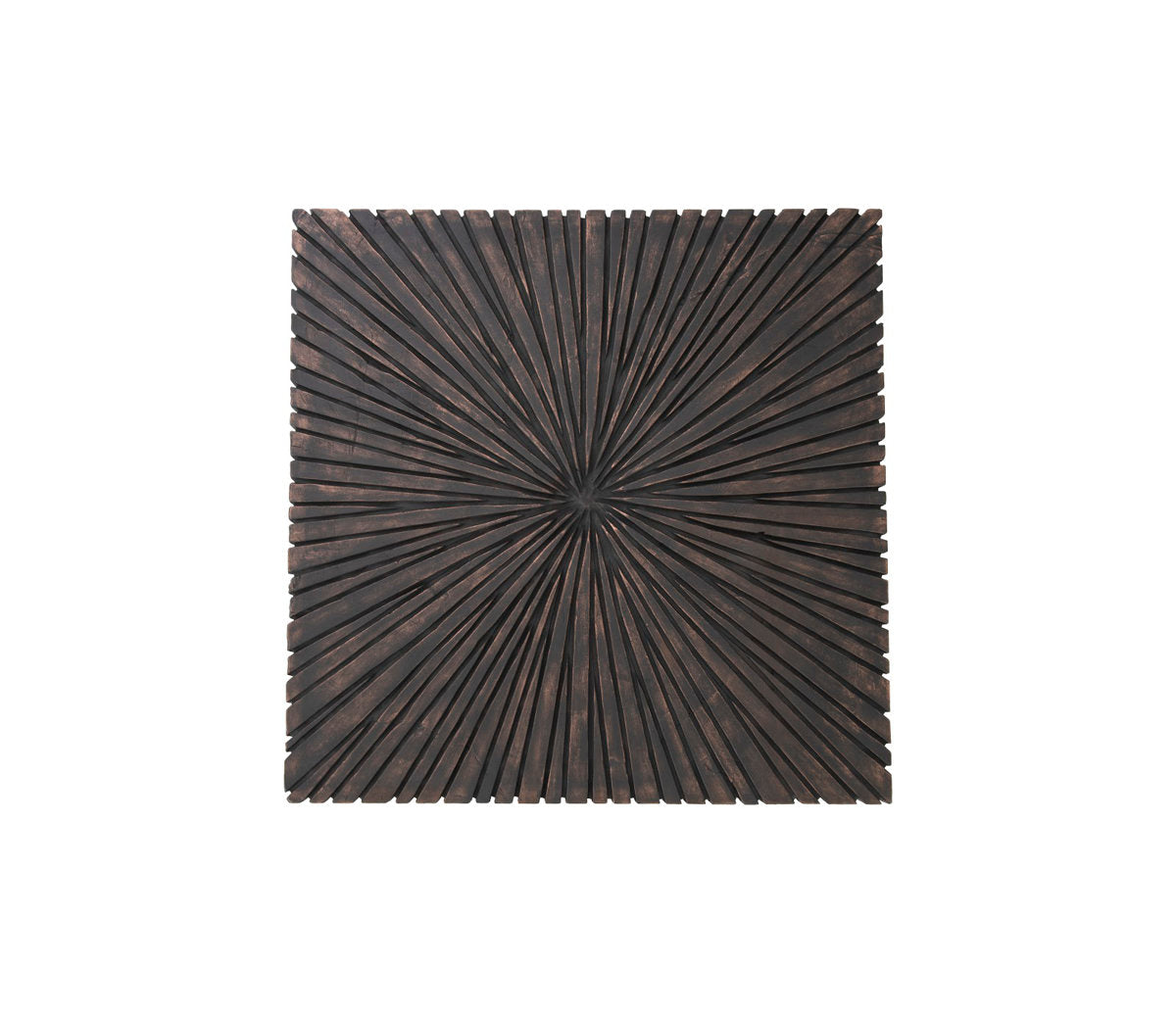 Chainsaw Coffee Table, Square, Black Iron Cross Base, Black/Copper