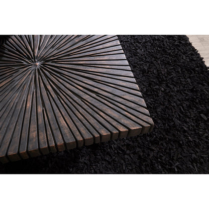 Chainsaw Coffee Table, Square, Black Iron Cross Base, Black/Copper