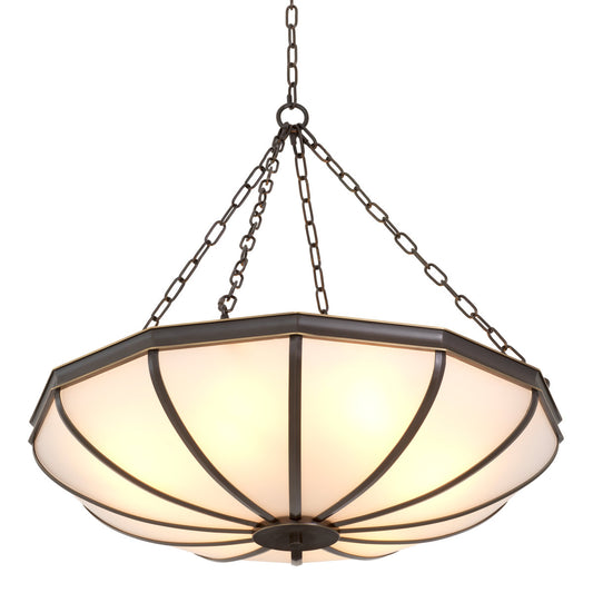 Eichholtz Usa Chandelier Jenkins Bronze Highlight Finish White Glass