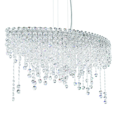 Chantant 6 Light 33in x 16.5in Linear Pendant in Polished Stainless Steel with Clear Radiance Crystals