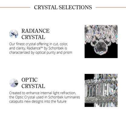 Chantant 6 Light 33in x 16.5in Linear Pendant in Polished Stainless Steel with Clear Radiance Crystals