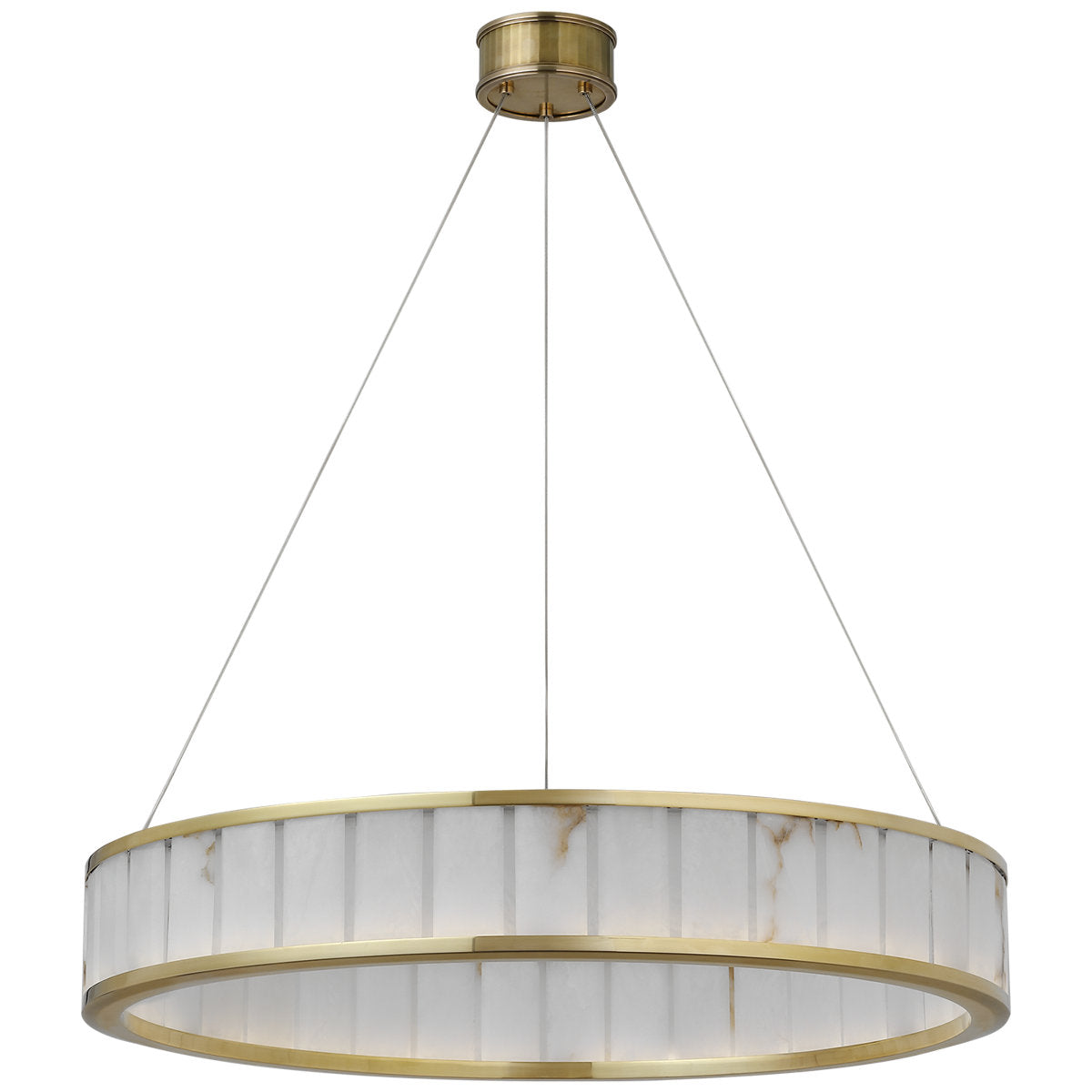 Chapman & Myers Iterna 30" Ring Chandelier in Polished Nickel with Alabaster