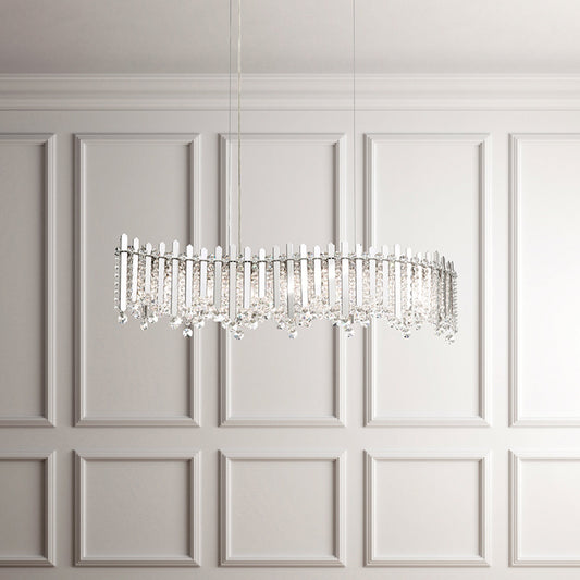 Chatter 7 Light 32.5in x 8.5in Wavy Pendant in Gold Mirror with Clear Radiance Crystals