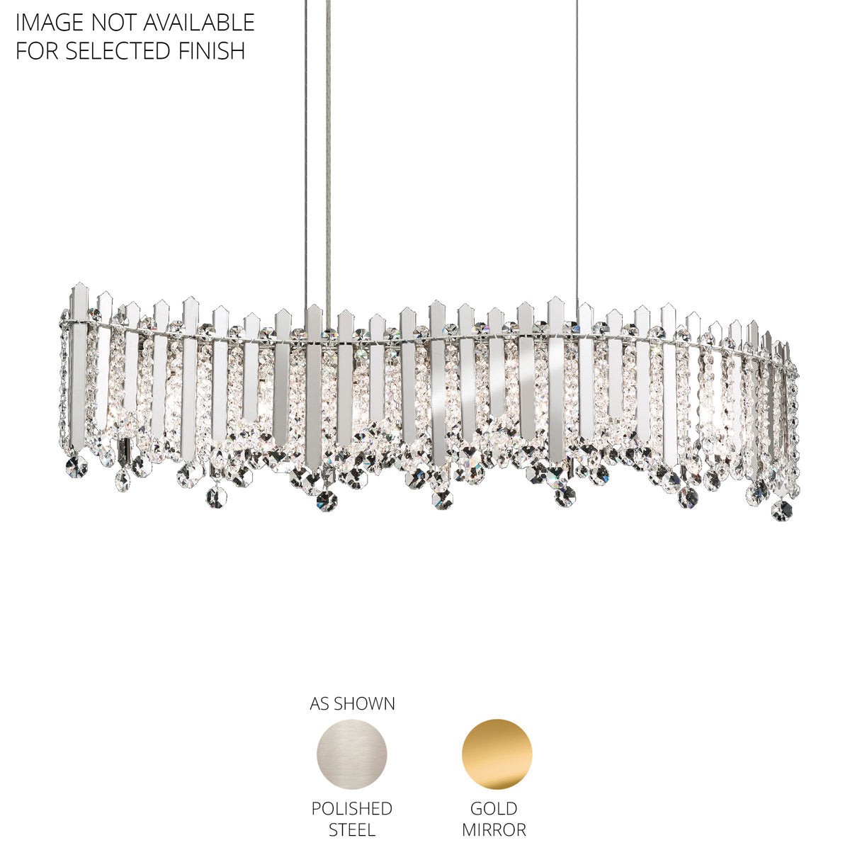 Chatter 7 Light 32.5in x 8.5in Wavy Pendant in Gold Mirror with Clear Radiance Crystals