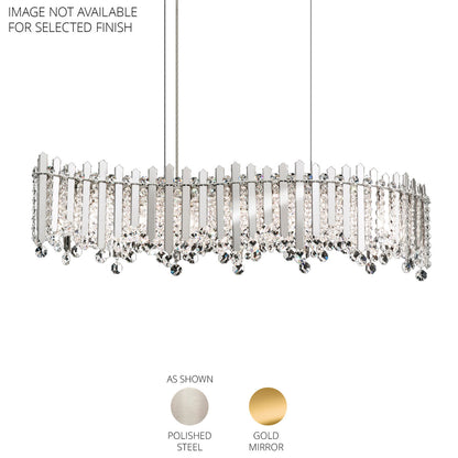 Chatter 7 Light 32.5in x 8.5in Wavy Pendant in Gold Mirror with Clear Radiance Crystals