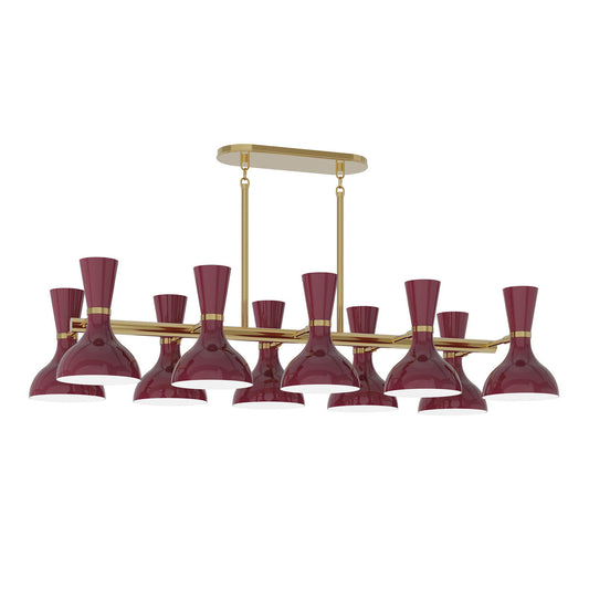 Clare Chandelier - 10-Light - Modern Brass - Baby Blue
