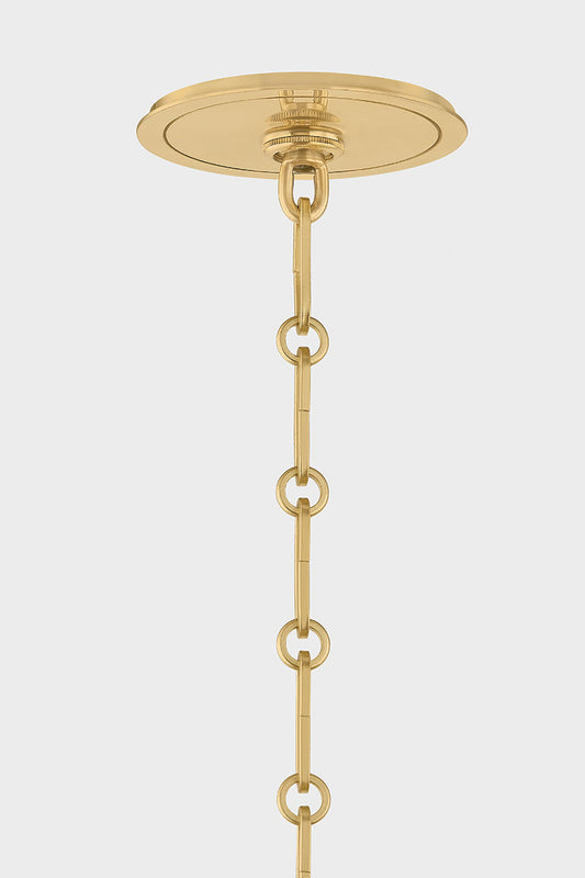 Clivedon Chandelier in Aged Brass/Soft Studio Green by Mark D. Sikes